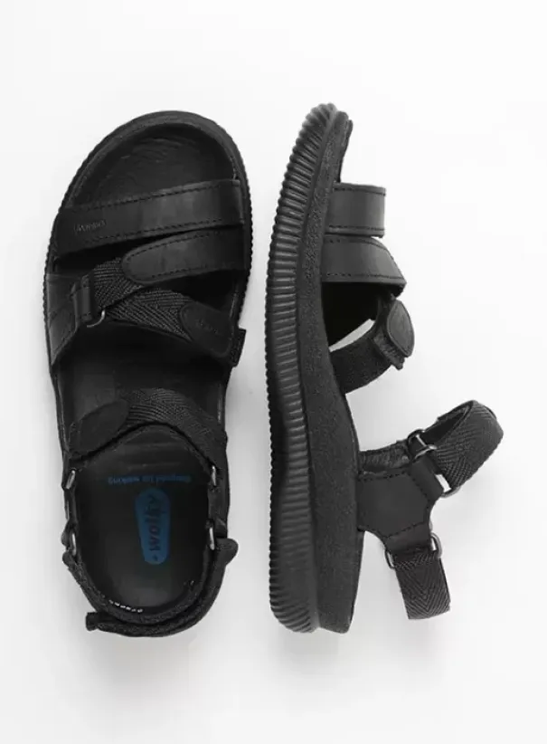 Sandalen|Wolky Action Lady zwart gevet leer