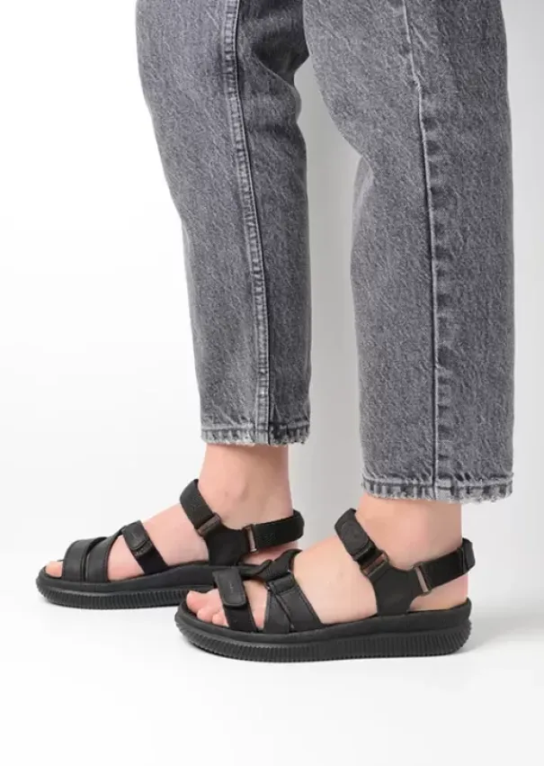 Sandalen|Wolky Action Lady zwart gevet leer