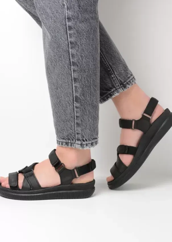 Sandalen|Wolky Action Lady zwart gevet leer