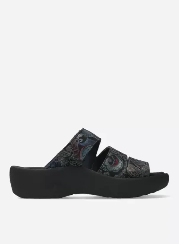 Slippers|Wolky Aporia zwart/blauw suede