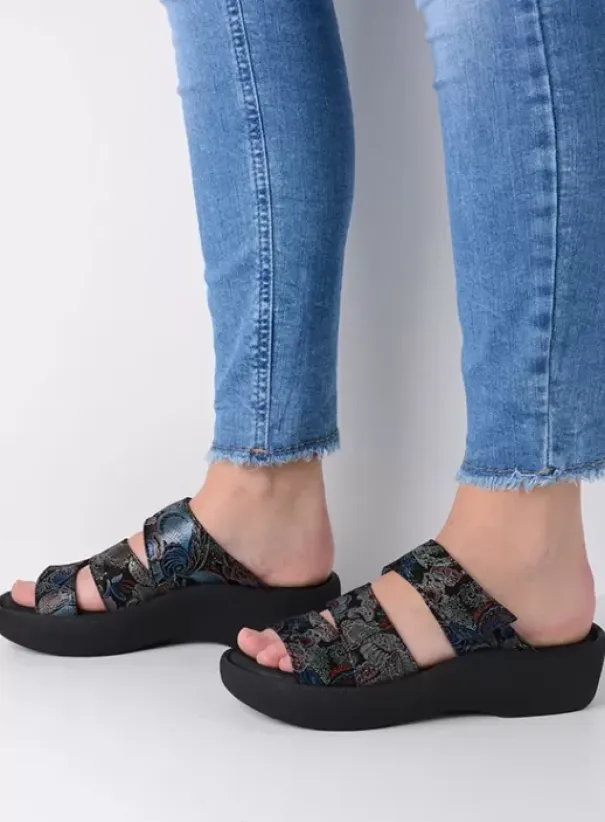 Slippers|Wolky Aporia zwart/blauw suede