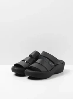 Slippers|Voorjaar/zomer|Wolky Aporia zwart leer