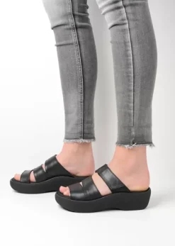 Slippers|Voorjaar/zomer|Wolky Aporia zwart leer
