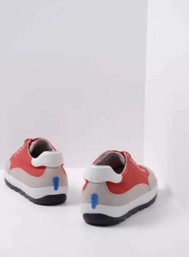 Sneakers|Veterschoenen|Wolky Babati rood canvas/suede