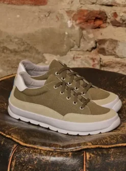Sneakers|Veterschoenen|Wolky Babati kaki canvas/suede