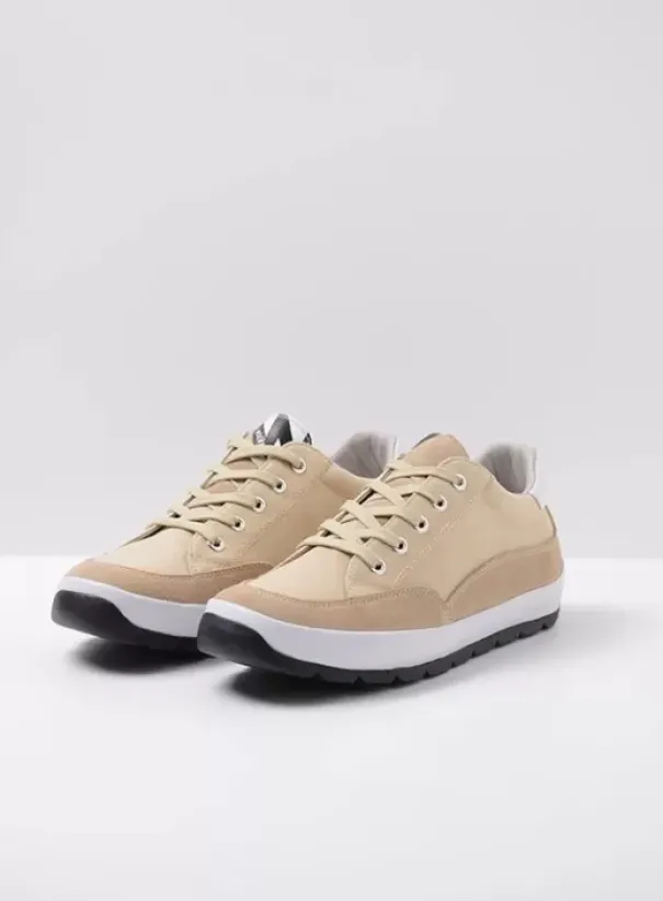 Sneakers|Veterschoenen|Wolky Babati beige canvas/suede