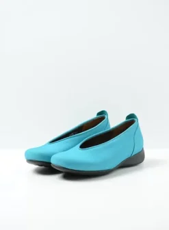 Instappers|Wolky Ballet turquoise nubuck