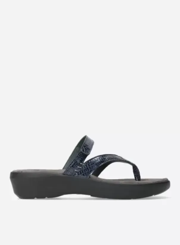 Slippers|Wolky Bassa blauw crocolook lakleer