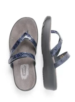 Slippers|Wolky Bassa blauw crocolook lakleer