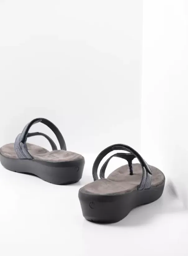 Slippers|Wolky Bassa blauw crocolook lakleer
