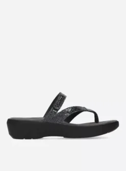 Slippers|Wolky Bassa antraciet crocolook lakleer