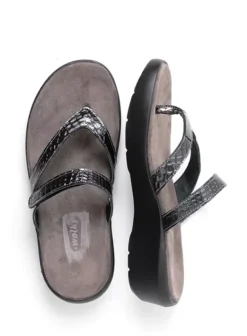 Slippers|Wolky Bassa antraciet crocolook lakleer