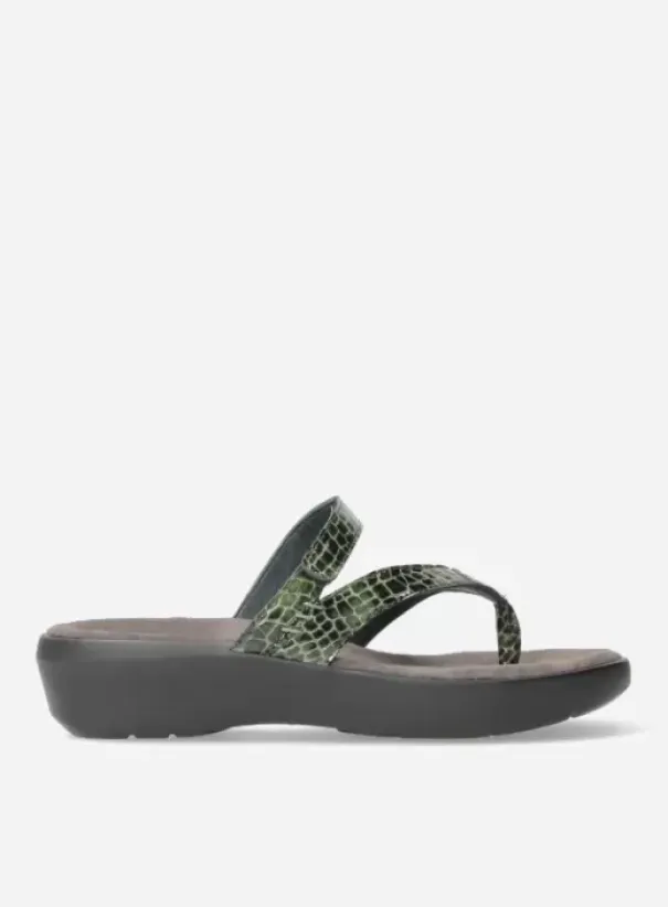 Slippers|Wolky Bassa groen crocolook lakleer