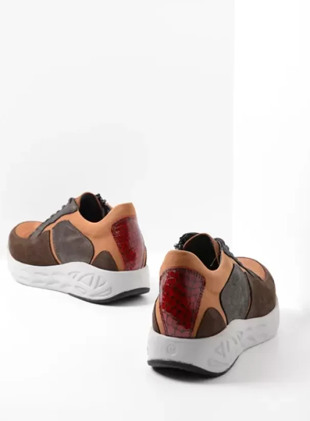 Hielspoor|Wandelschoenen|Wolky Bounce bruin combi leer