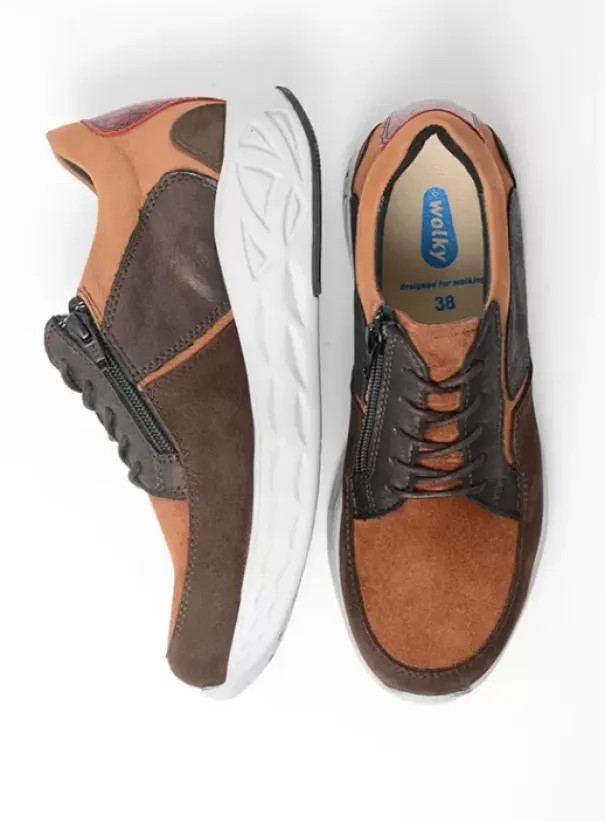 Hielspoor|Wandelschoenen|Wolky Bounce bruin combi leer