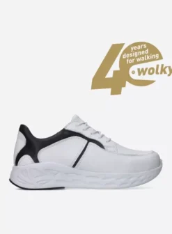 Hielspoor|Wandelschoenen|Wolky Bounce wit/zwart leer