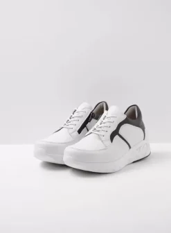 Hielspoor|Wandelschoenen|Wolky Bounce wit/zwart leer
