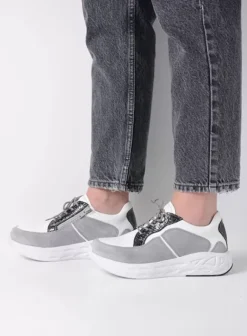 Hielspoor|Wandelschoenen|Wolky Bounce wit/grijs combi leer