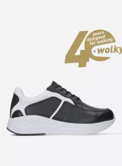 Hielspoor|Wandelschoenen|Wolky Bounce zwart/wit leer