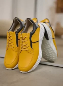 Hielspoor|Wandelschoenen|Wolky Bounce geel/zwart leer