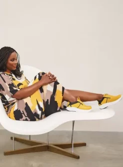 Hielspoor|Wandelschoenen|Wolky Bounce geel/zwart leer