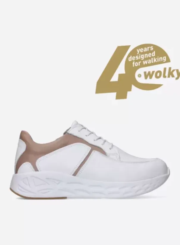 Hielspoor|Wandelschoenen|Wolky Bounce wit/nude leer
