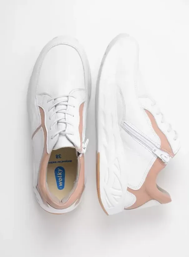 Hielspoor|Wandelschoenen|Wolky Bounce wit/nude leer