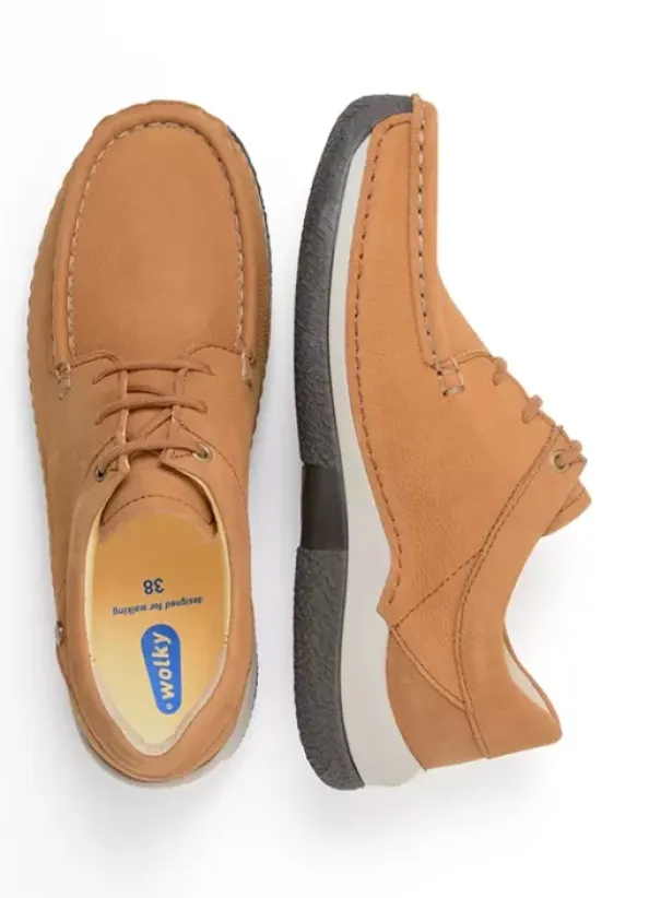 Sneakers|Veterschoenen|Wolky Celebration cognac nubuck