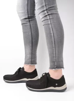 Sneakers|Veterschoenen|Wolky Celebration zwart nubuck