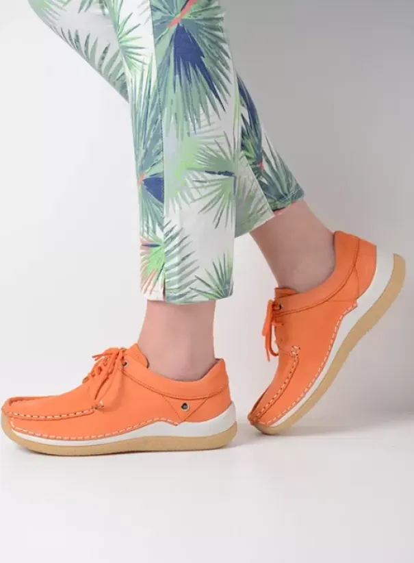 Sneakers|Veterschoenen|Wolky Celebration oranje nubuck