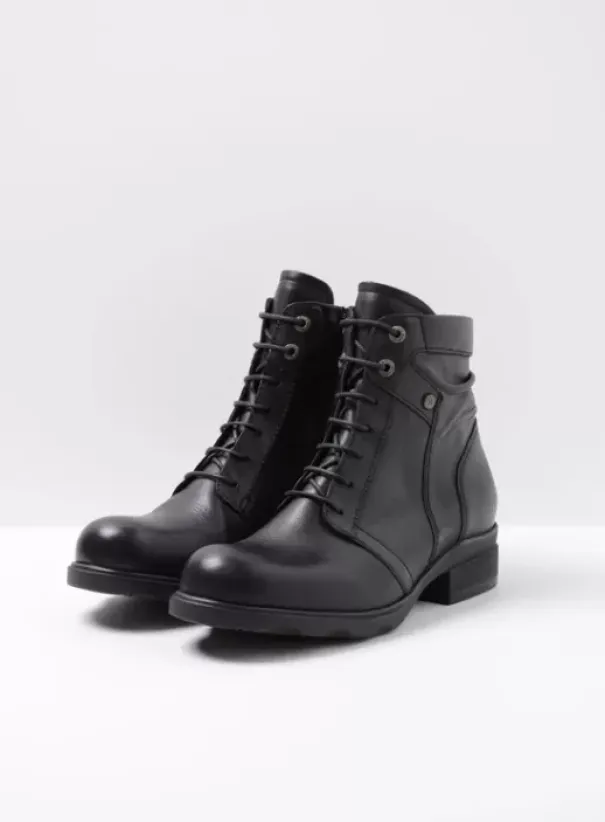 Hielspoor|Biker boots|Wolky Center zwart leer