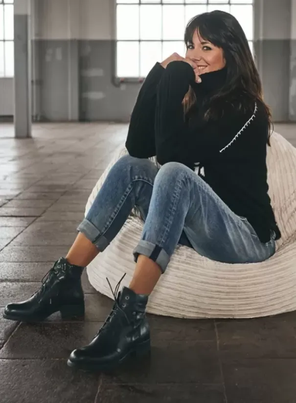 Hielspoor|Biker boots|Wolky Center zwart leer