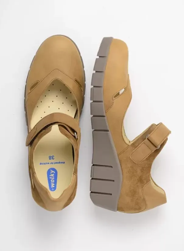 Hielspoor|Bandschoenen|Wolky Charlotte middenbruin nubuck