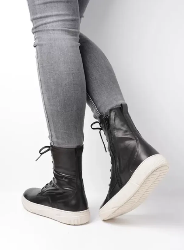 Laarzen|Veterschoenen|Wolky Check zwart leer