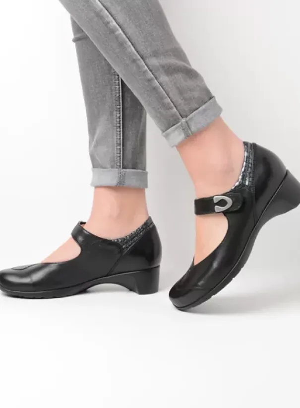 Bandschoenen|Wolky Chili zwart leer