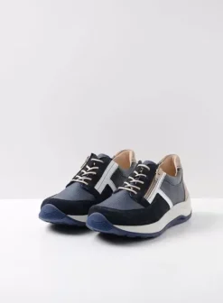 Wandelschoenen|Sneakers|Wolky Comrie denim combi leer