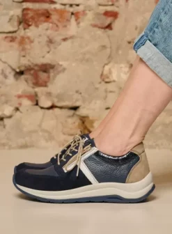 Wandelschoenen|Sneakers|Wolky Comrie denim combi leer