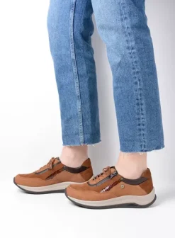 Wandelschoenen|Sneakers|Wolky Cupar cognac combi leer