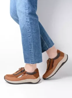 Wandelschoenen|Sneakers|Wolky Cupar cognac combi leer