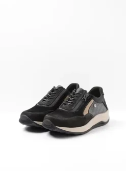 Wandelschoenen|Sneakers|Wolky Cupar zwart combi leer