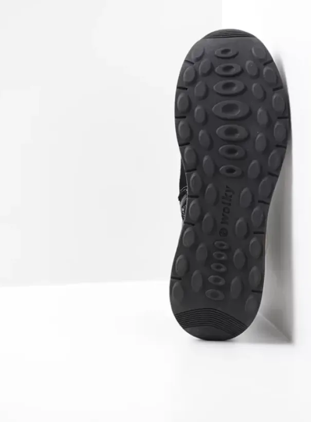 Wandelschoenen|Sneakers|Wolky Cupar zwart combi leer