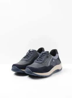 Wandelschoenen|Sneakers|Wolky Cupar blauw combi leer
