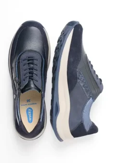 Wandelschoenen|Sneakers|Wolky Cupar blauw combi leer