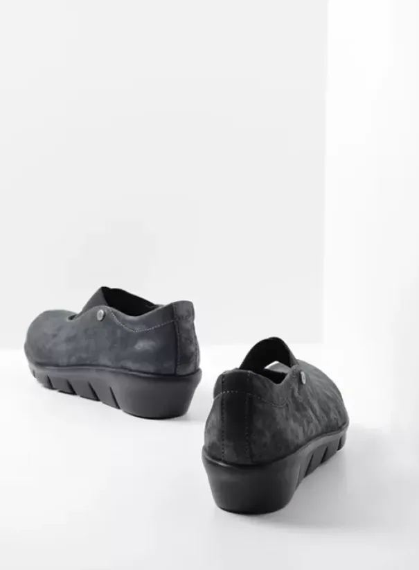 Instappers|Bandschoenen|Wolky Cursa zwart metallic nubuck