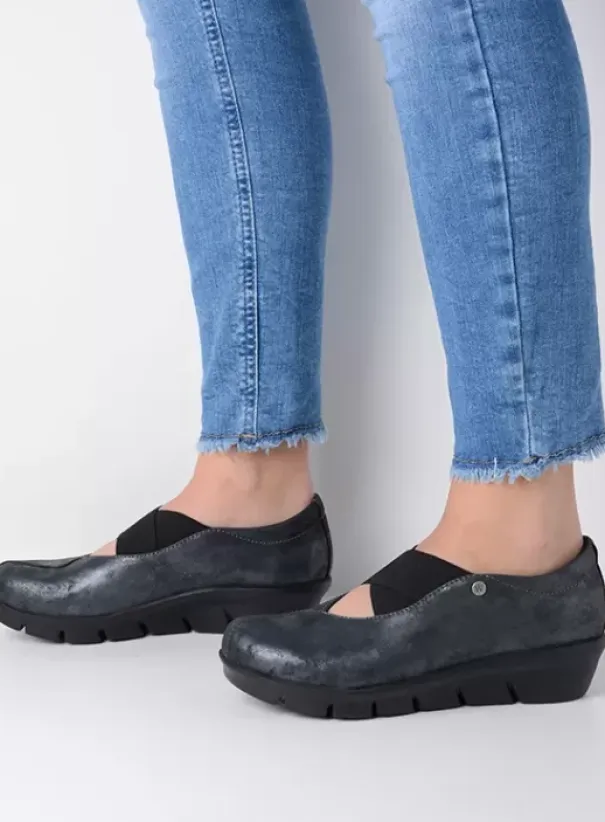 Instappers|Bandschoenen|Wolky Cursa zwart metallic nubuck