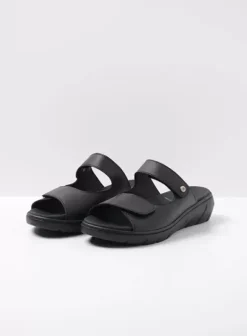 Slippers|Wolky Cyprus zwart leer