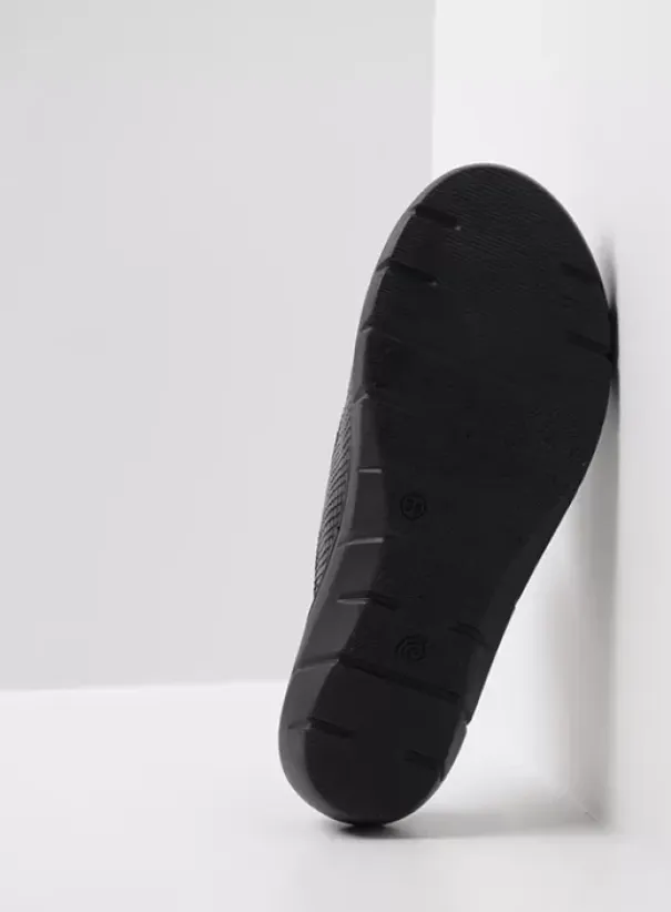 Slippers|Wolky Cyprus blauw slangenprint leer