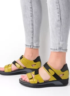 Sandalen|Voorjaar/zomer|Wolky Desh olijfgroen leer