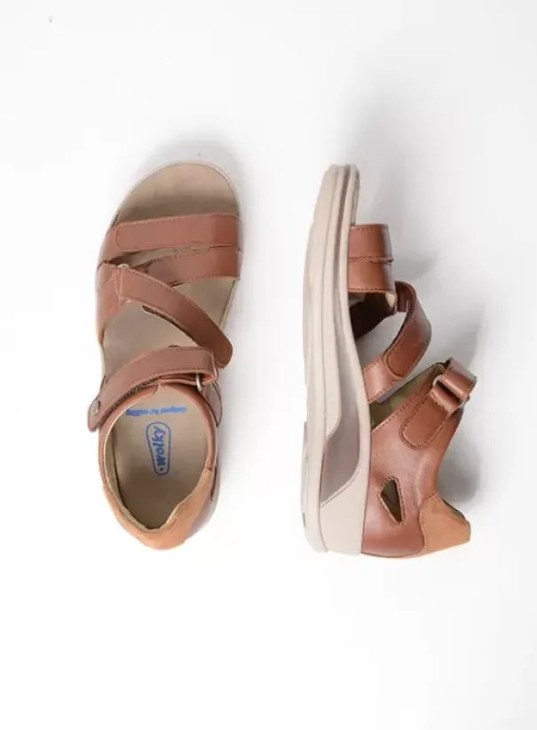 Sandalen|Voorjaar/zomer|Wolky Desh cognac leer