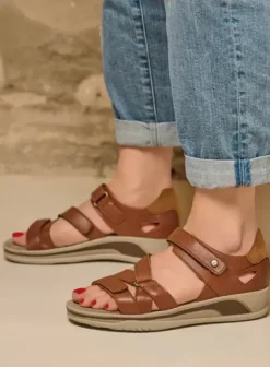Sandalen|Voorjaar/zomer|Wolky Desh cognac leer